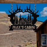 Custom Metal Family Deer Sign Deer Cabin Sign Cabin Sign Nature Metal Sign Outdoor Decor Deer Hunter Gift Lodge Sign