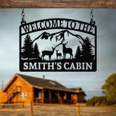 Custom Metal Family Deer Sign Deer Cabin Sign Cabin Sign Nature Metal Sign Outdoor Decor Deer Hunter Gift Lodge Sign