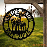 Custom Metal Farm Sign with Cow and Calf – Personalized Farm Name Sign – Ranch Decor with Year Established – Durable