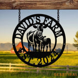 Custom Metal Farm Sign with Cow and Calf – Personalized Farm Name Sign – Ranch Decor with Year Established – Durable