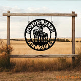 Custom Metal Farm Sign with Cow and Calf – Personalized Farm Name Sign – Ranch Decor with Year Established – Durable