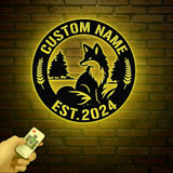 Custom Metal Fox Wall Art Fox Lover Decor Personalized Fox Cabin Sign Farm Garden Decor Outdoor Fox Sign Housewarming