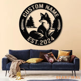 Custom Metal Fox Wall Art Fox Lover Decor Personalized Fox Cabin Sign Farm Garden Decor Outdoor Fox Sign Housewarming