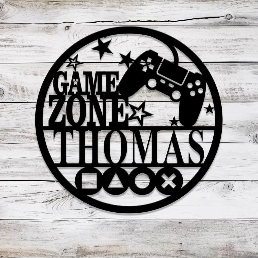 Custom Metal Gaming Zone Sign with Led Light Game Controller Metal Wall Art Game Room Decor Gamer Name Sign Gaming Gift