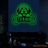 Custom Metal Golden Doodle Sign with Led Light Golden Doodle Dog Name Gift Gift For Dog Lover Dog Monogram Metal Sign