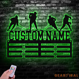 Custom Metal Hockey Medal Hanger Wall Art Led Light Hockey Player Medal Holder 12 Rungs for Medals & Ribbons Medal