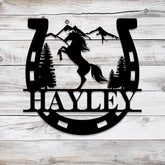 Custom Metal Horseshoe Name Sign with Led Light Nursery Name Sign Personalized Horse Name Sign for Farm Horse Name Sign