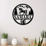 Custom Metal Horseshoe Name Sign with Led Light Nursery Name Sign Personalized Horse Name Sign for Farm Horse Name Sign
