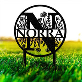 Custom Metal Letter and Name Sign Round Letter Monogram Garden Stake Personalized Metal Staked Garden Sign Yard Art