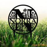 Custom Metal Letter and Name Sign Round Letter Monogram Garden Stake Personalized Metal Staked Garden Sign Yard Art