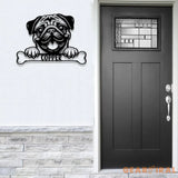 Custom Metal Pug Sign with Led Light Pug Family Name Gift Gift For Dog Lover Dog Monogram Metal Sign Dog Mom Gifts