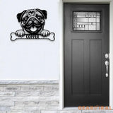 Custom Metal Pug Sign with Led Light Pug Family Name Gift Gift For Dog Lover Dog Monogram Metal Sign Dog Mom Gifts