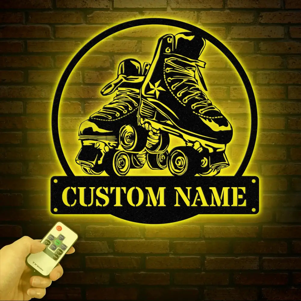 Custom Metal Roller Skate Sign with LED Lights – Personalized Roller Skating Name Sign – Roller Skating Home Decor –