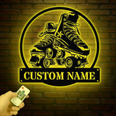 Custom Metal Roller Skate Sign with LED Lights – Personalized Roller Skating Name Sign – Roller Skating Home Decor –