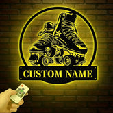 Custom Metal Roller Skate Sign with LED Lights – Personalized Roller Skating Name Sign – Roller Skating Home Decor –