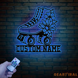 Custom Metal Roller Skate Sign with LED Lights – Personalized Roller Skating Name Sign – Roller Skating Home Decor –