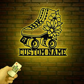 Custom Metal Roller Skate Sign with LED Lights – Personalized Roller Skating Name Sign – Roller Skating Home Decor –