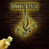 Custom Metal Roller Skate Sign with LED Lights – Personalized Roller Skating Name Sign – Unique Roller Skating Home