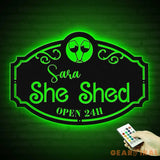 Custom Metal She Shed Sign with Led Lights - She Shed Wall Decor Craft Room Decor - Open 24 Hours - Women Cave Sign