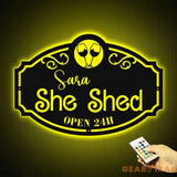 Custom Metal She Shed Sign with Led Lights - She Shed Wall Decor Craft Room Decor - Open 24 Hours - Women Cave Sign