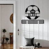 Custom Metal Soccer Medal Hanger Wall Art Led Light Soccer Player Medal Holder 12 Rungs for Medals & Ribbons Medal