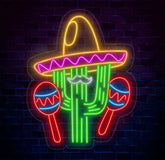Custom Mexican Cactus Sombrero Neon Light - Fiesta Holiday LED Sign Mexican Festival Decor Cactus with Maraca Neon Sign