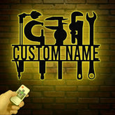Custom Millwright Metal Wall Art LED Light Personalized Maintenance Sign Workshop Decor Mechanic Tool Name Sign Garage