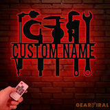 Custom Millwright Metal Wall Art LED Light Personalized Maintenance Sign Workshop Decor Mechanic Tool Name Sign Garage
