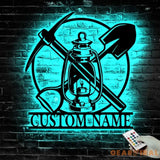 Custom Miner Name Sign Home Decor LED Light Personalized Coal Mining Metal Wall Art Mine Man Cave Decoration Birthday