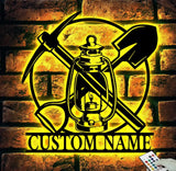 Custom Miner Name Sign Home Decor LED Light Personalized Coal Mining Metal Wall Art Mine Man Cave Decoration Birthday