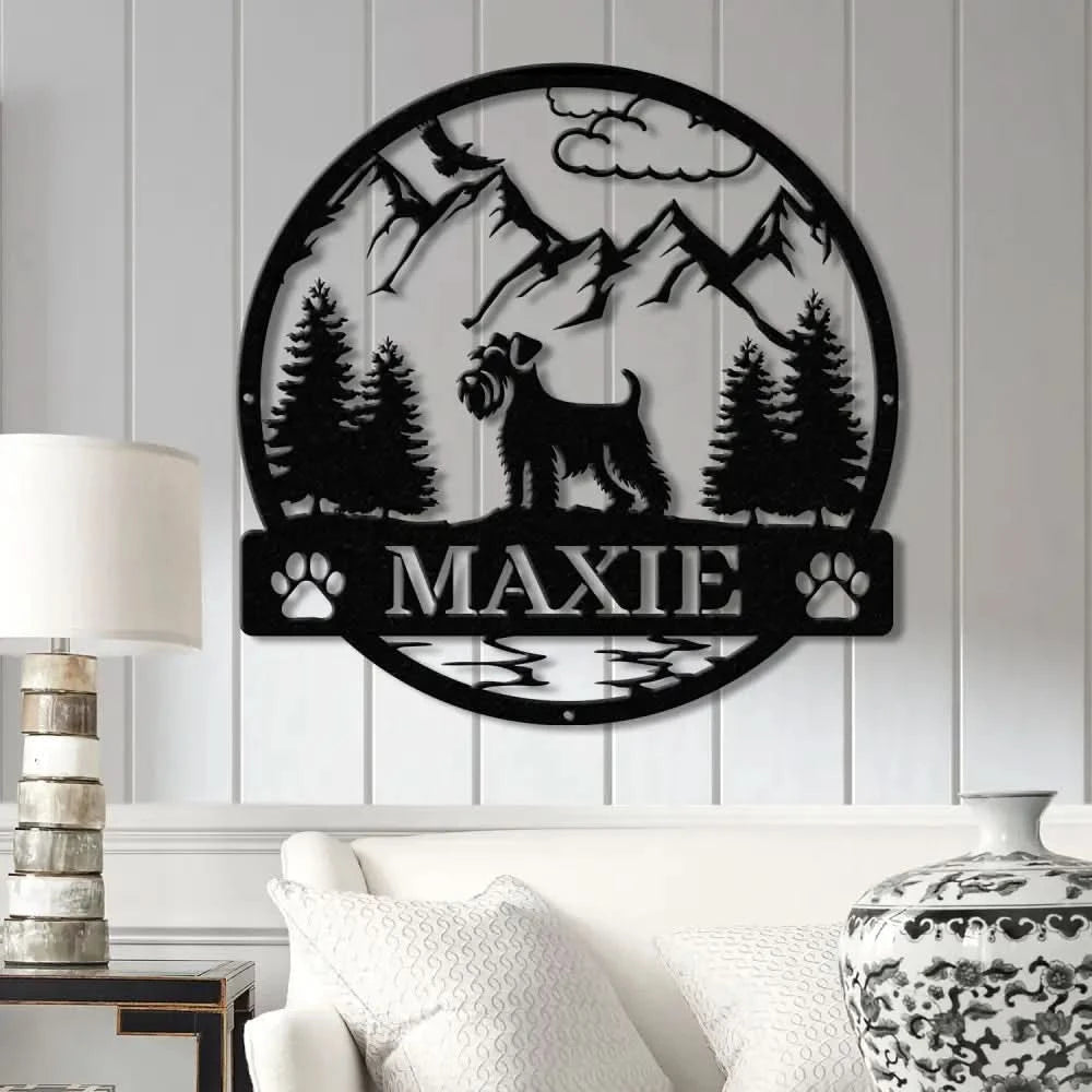 Custom Miniature Schnauzer Metal Sign Dog Name Sign Schnauzer Wall Decor Dog Lovers Wall Art Pet Lover Gift Dog Mom