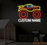 Custom Monster Truck Neon Sign Trucker Name Neon Sign Personalized Truck Neon Sign Handmade LED Light Kids Room Decor