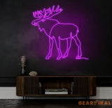 Custom Moose Neon Sign Personalized Animal LED Wall Art Rustic Cabin Neon Light Unique Home Decor Hunting Lodge Gift