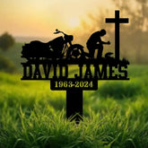 Custom Moto Rider Kneeling Memorial Plaque Stake Memorial Gifts for Loss of Brother Memorial Sign In Loving Memory Loss
