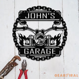 Custom Motorcycle Front Facing Flaming Handlebars Metal Sign Personalized Garage Sign Garage Decor Gift for Dad Husband