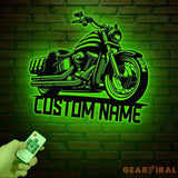Custom Motorcycle Sign with LED Lights - Motorbike Metal Wall Art - Personalized Biker Name Sign - Housewarming &