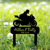 Custom Motorcycle Stake Sign - Personalized Biker Memorial Metal Yard Stake - Biker Memorial Gift - Motorcycle Grave