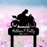 Custom Motorcycle Stake Sign - Personalized Biker Memorial Metal Yard Stake - Biker Memorial Gift - Motorcycle Grave