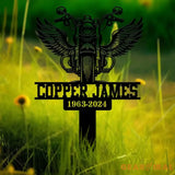 Custom Motorcycle with Wings Memorial Plaque Stake Personalized Rider Memorial Metal Stake Biker Name Sign Sympathy