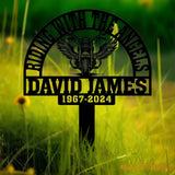 Custom Motorcycle with Wings Memorial Plaque Stake Personalized Rider Memorial Metal Stake Biker Name Sign Sympathy
