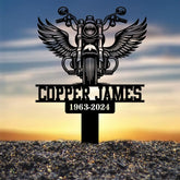 Custom Motorcycle with Wings Memorial Plaque Stake Personalized Rider Memorial Metal Stake Biker Name Sign Sympathy