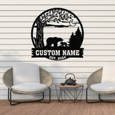Custom Mountain Bear Tree Scene Sign Personalized Bear Cabin Metal Sign Family Name Sign Outdoor Name Sign Last Name