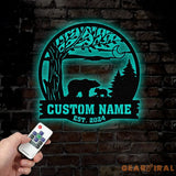 Custom Mountain Bear Tree Scene Sign Personalized Bear Cabin Metal Sign Family Name Sign Outdoor Name Sign Last Name