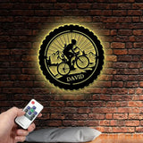 Custom Mountain Bike Metal Sign,Mountain Bicycle Biking Metal Wall Art,Personalized Biker Name Sign,Biker Home Garage