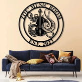 Custom Music Room Sign with LED Light Music Studio Wall Decor Musician Gift Cello & Piano Instrument Art Music Note