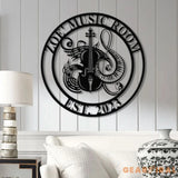 Custom Music Room Sign with LED Light Music Studio Wall Decor Musician Gift Cello & Piano Instrument Art Music Note