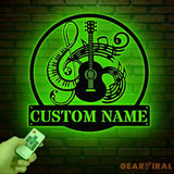 Custom Music Room Sign with LED Light Music Studio Wall Decor Musician Gift Guitar & Piano Instrument Art Sign for