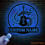 Custom Music Room Sign with LED Light Music Studio Wall Decor Musician Gift Guitar & Piano Instrument Art Sign for
