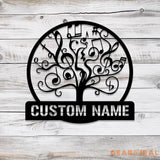Custom Music Tree Metal Sign Musical Notes Wall Art Personalized Music Lover Name Sign Music Notes Wall Decor Musician