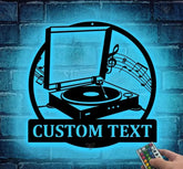Custom Music Turntable Record Metal Sign Art LED - Personalized Turntable Record Metal Sign - Music Lover Sign
